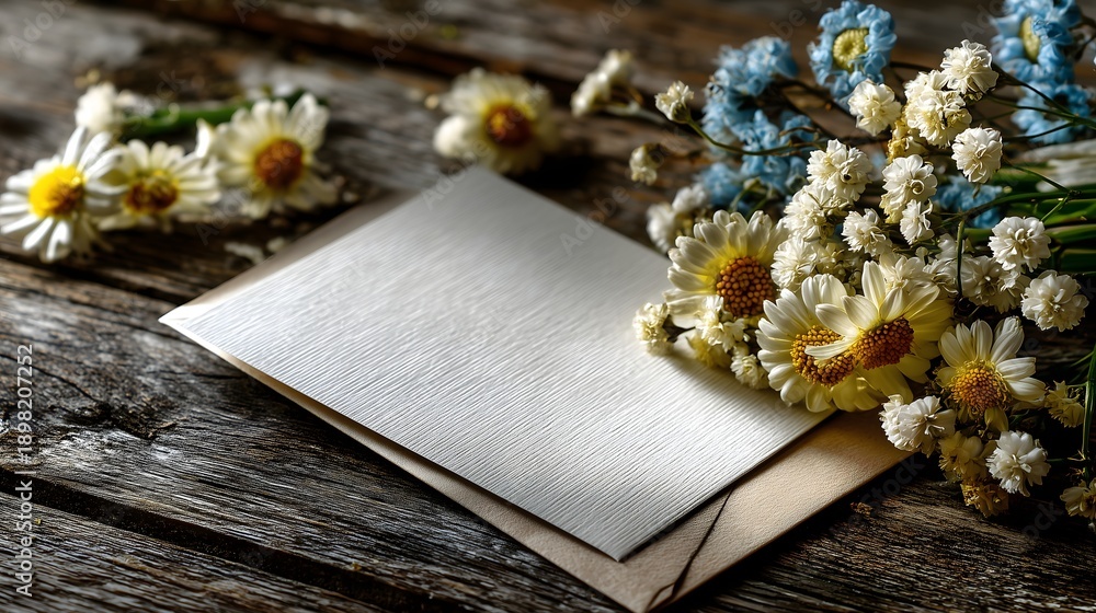 Fototapeta premium Cozy flowers and thank you card