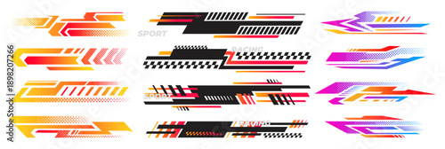 Car decal sticker collection. Collection of sporty and racing decals.

