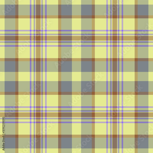 Striped fabric plaid seamless, sparse vector pattern background. Panel texture tartan check textile in pastel and lime colors.