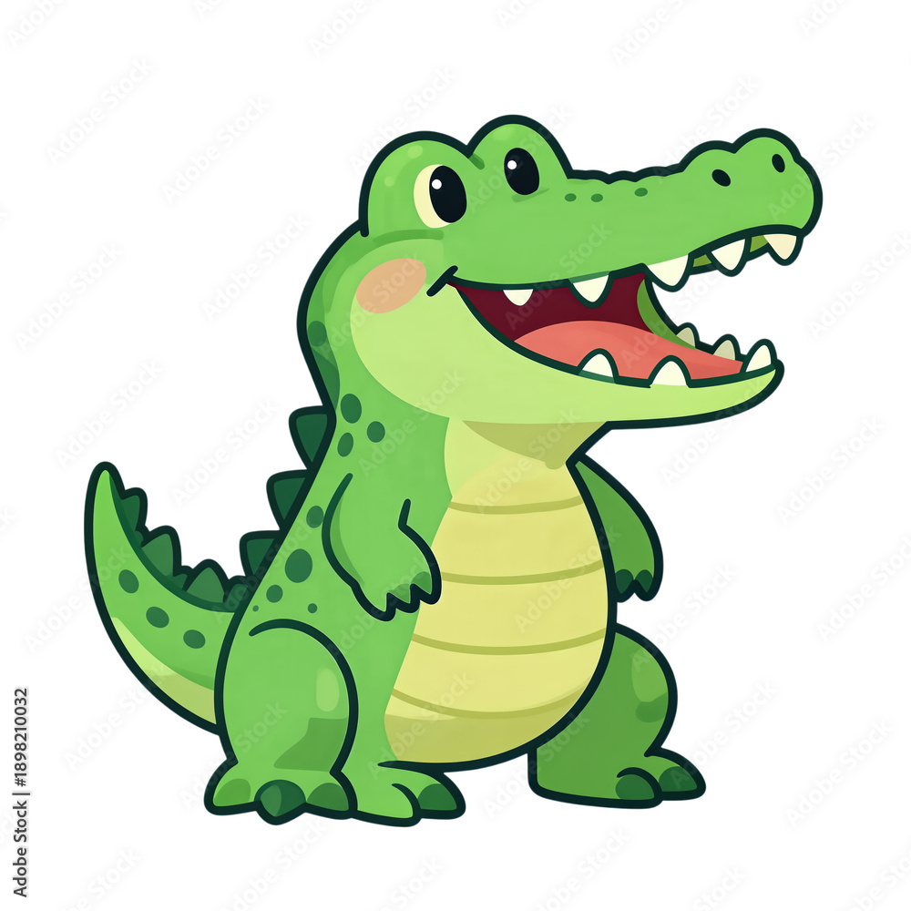 Fototapeta premium Cute Cartoon Crocodile with Big Smile