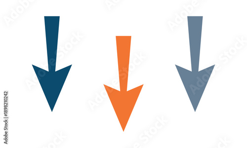 Minimal Flat Down Arrows Illustration Set Simple Color Direction Icons for Web Design Navigation Interface UI UX Buttons Infographic Elements and Modern Graphic Layout