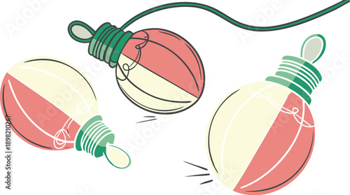 String of decorative lights with red and cream colored vintage bulbs