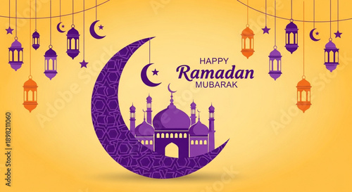 Ramadan Mubarak Greeting Background Template. Ramadan Kareem Islamic Greeting Design. Vector Greeting Card and banner for Muslim Ramadan Mubarak. Ramadan invitation card.