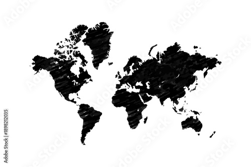 World map with scribble doodle style on white background 