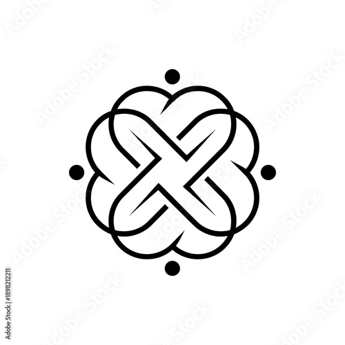 Black Celtic Knotwork Interconnected Loops Symbol.