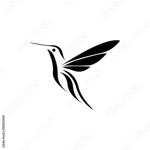 Black Silhouette Hummingbird Illustration Graphic Design.
