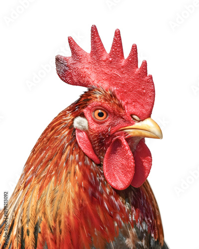 Rooster head on a white background