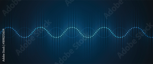 Futuristic science and technology background, DNA spiral strands, connected neural web