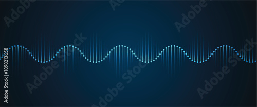 Futuristic science and technology background, DNA spiral strands, connected neural web