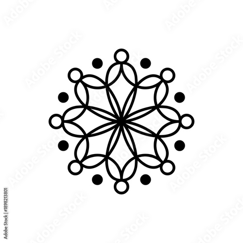 Intricate Black Mandala Design Element.