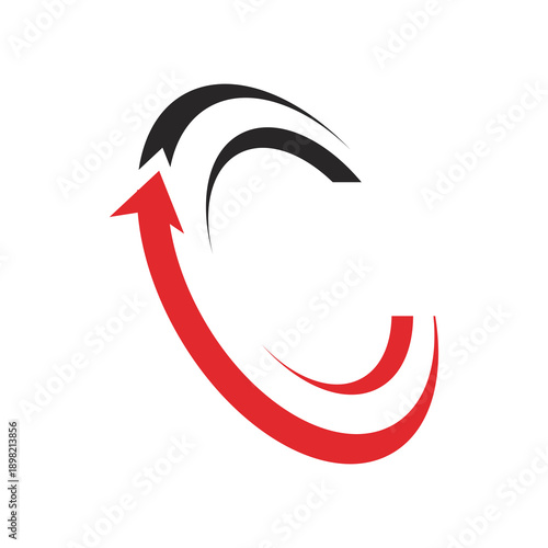 Red and Black Arrows Forming Circular Motion.