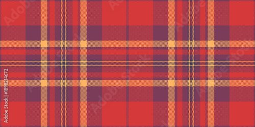 Folded check textile vector, dining room pattern plaid background. Pop seamless texture fabric tartan in red and pink colors.