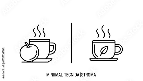 Beverage Icons: Apple Tea and Leaf Tea, representing hot drinks and natural flavors