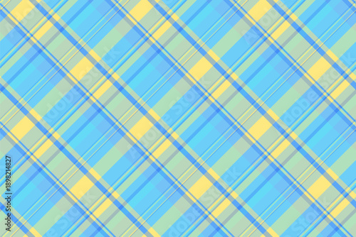 Stitch check vector plaid, intense seamless tartan pattern. Asymmetric fabric texture background textile in cyan and light colors.