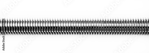 thread on steel stud on a white background close-up, black and white photo