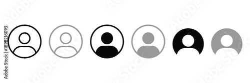 Avatar account icon set. Default social media profile photo symbol. User profile icon set. Black and gray profile icon.