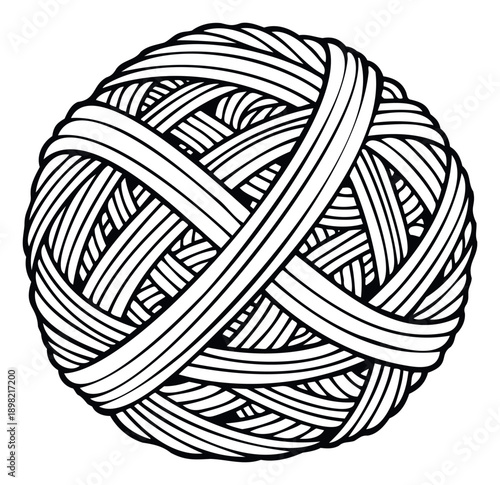 Simple graphic representation of a cozy yarn ball, perfect for textile and craft industry branding, knitting blog headers, or sewing project material for hobbyists.