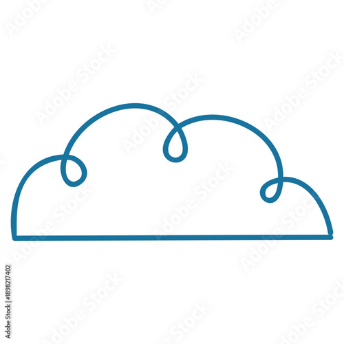 Simple Doodle Cloud Line Art Icon Isolated on White Background