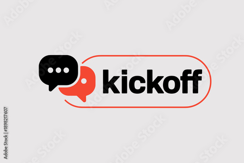 Kickoff Meeting Logo Design Concept with Speech Bubbles in Modern Minimalist Style for Business Startups and Team Collaboration Project Introductions Company Branding and Marketing in Corporate Commun