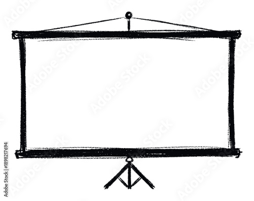 Hand drawn projector screen with a rustic texture for business presentations or educational content display and creative multimedia projects