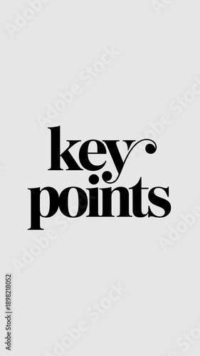 Key Points Bold Typography on Clean White Background Important Information Noted Highlights and Main Ideas Visual Graphic for Marketing Presentation Material Business Strategy and Planning Overview Mi