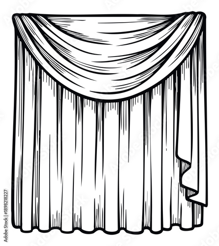 Classic stage theater drapes featuring elegant fabric folds and a decorative swag for sophisticated interior decor, event settings, and visual applications