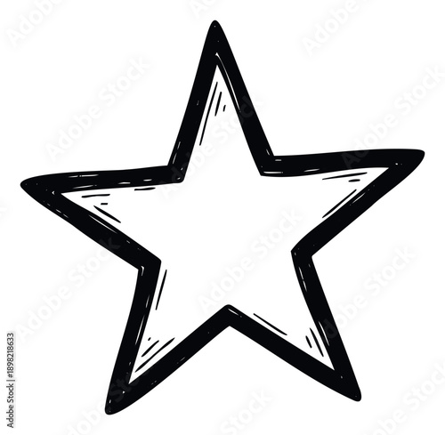 Stylized hand drawn five point star graphic symbol perfect for various marking elements such as success highlights awards or decorative accents in creative projects