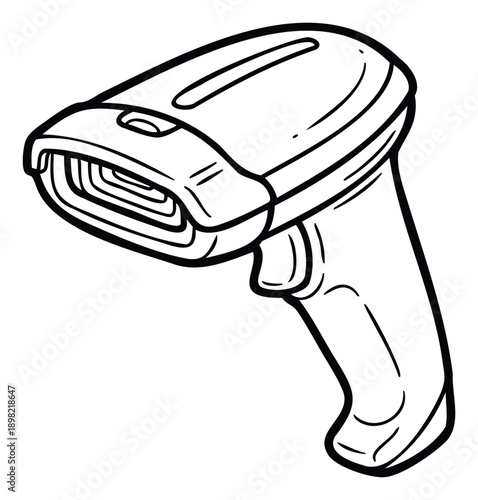 Handheld barcode scanner device essential for retail operations logistics and inventory management provides efficient product identification for business technology needs.