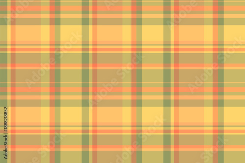 Editable check fabric pattern, t-shirt background texture seamless. Cover textile vector plaid tartan in amber and orange colors.