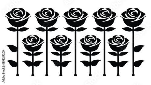 Elegant black and white floral arrangement with roses and stems in symmetrical design.