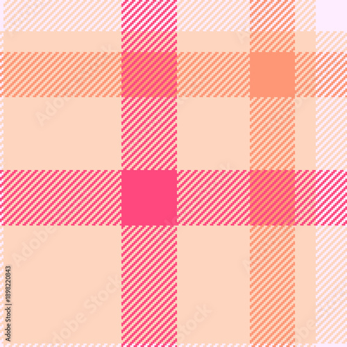 Strip seamless texture tartan, anniversary plaid check textile. Cut out vector pattern fabric background in red and peach puff colors.