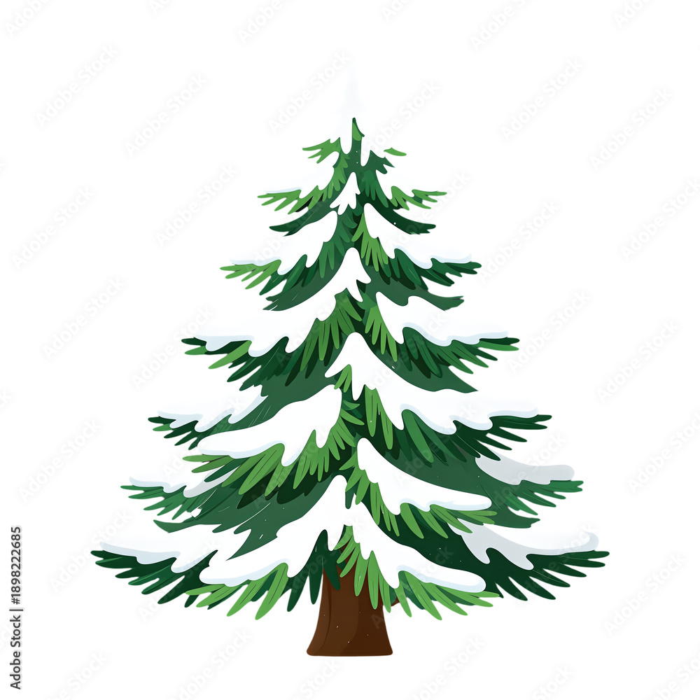 Obraz premium Snow-Covered Pine Tree Illustration