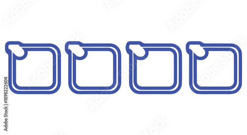 Four blue sticky note icons in a row on white background for organization and reminders