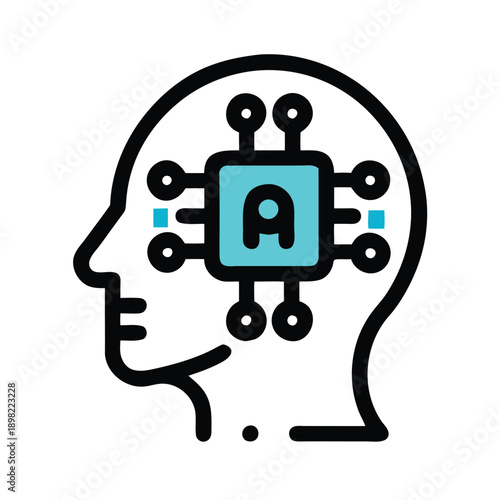 Illustration of an artificial intelligence concept integrated with human thought process