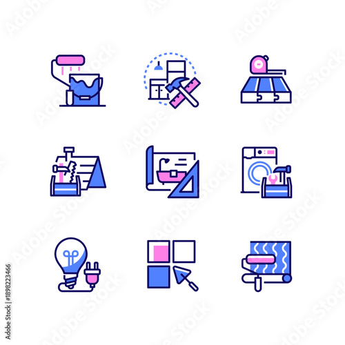 Repair services - line design style icons set