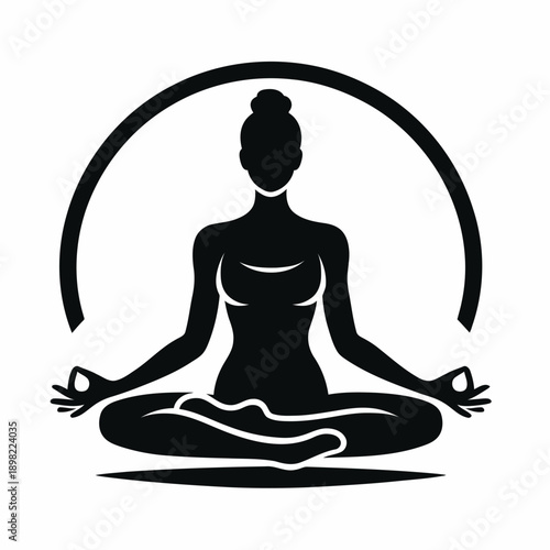 A serene depiction of a meditating figure in a cross-legged seated posture.