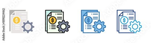 Financial Report icon set multiple style collection