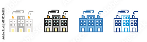Office Building icon set multiple style collection