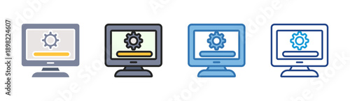 System Monitor icon set multiple style collection