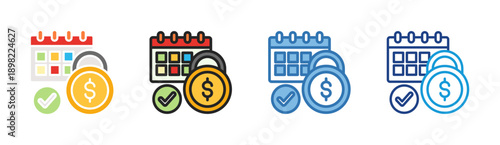 Payment Schedule icon set multiple style collection
