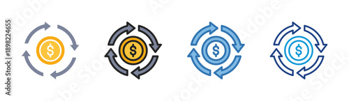 Money Cycle icon set multiple style collection