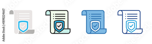 Policy Approval icon set multiple style collection