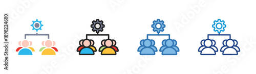 Team Management icon set multiple style collection