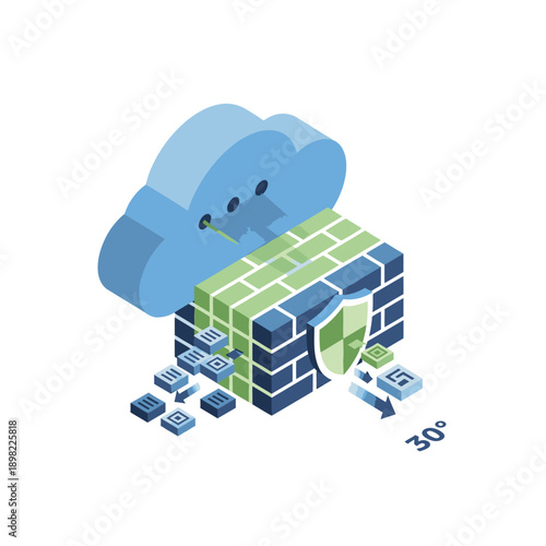 Cloud Computing Security and Data Protection Concept.