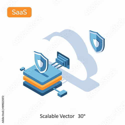 Cloud Computing Security and Data Protection Concept.