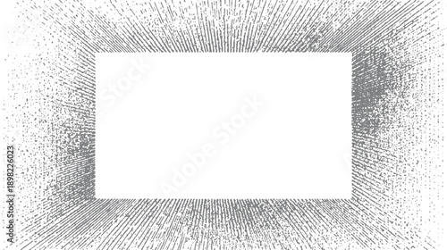 Grey distressed textured square frame with radial lines and scattered dots white abstract