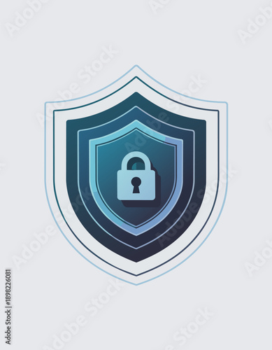 Abstract cybersecurity and digital protection concept vector illustration with copy space