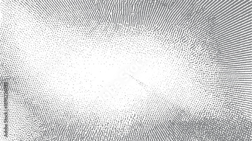 Abstract grey dots and lines pattern radiating from center on white background