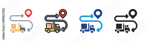 Route Planning icon set multiple style collection