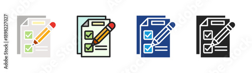 Checklist Form icon set multiple style collection